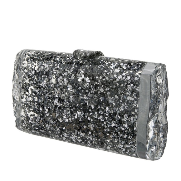 NWT RARE Edie Parker Mini Lara Clutch - Silver Confetti - Picture 3 of 12